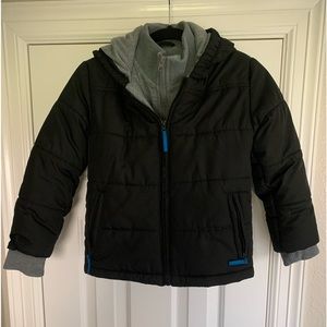 Class/Club, puffer coat, black, grey & some blue,good condition.